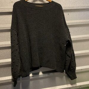 Dip charcoal grey dot‎ sleeves cropped large knit sweater